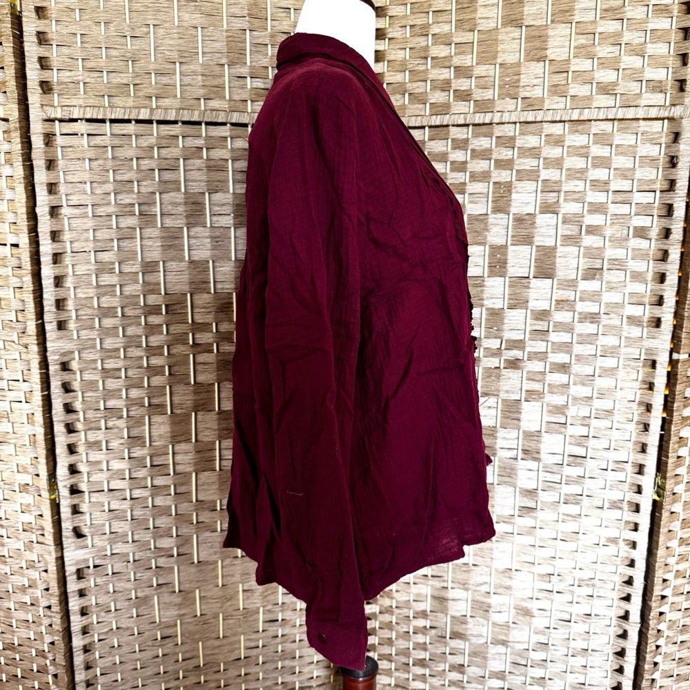 NWT merlot cotton LIV Los Angeles pinktuck blouse 1X - Picture 6 of 14